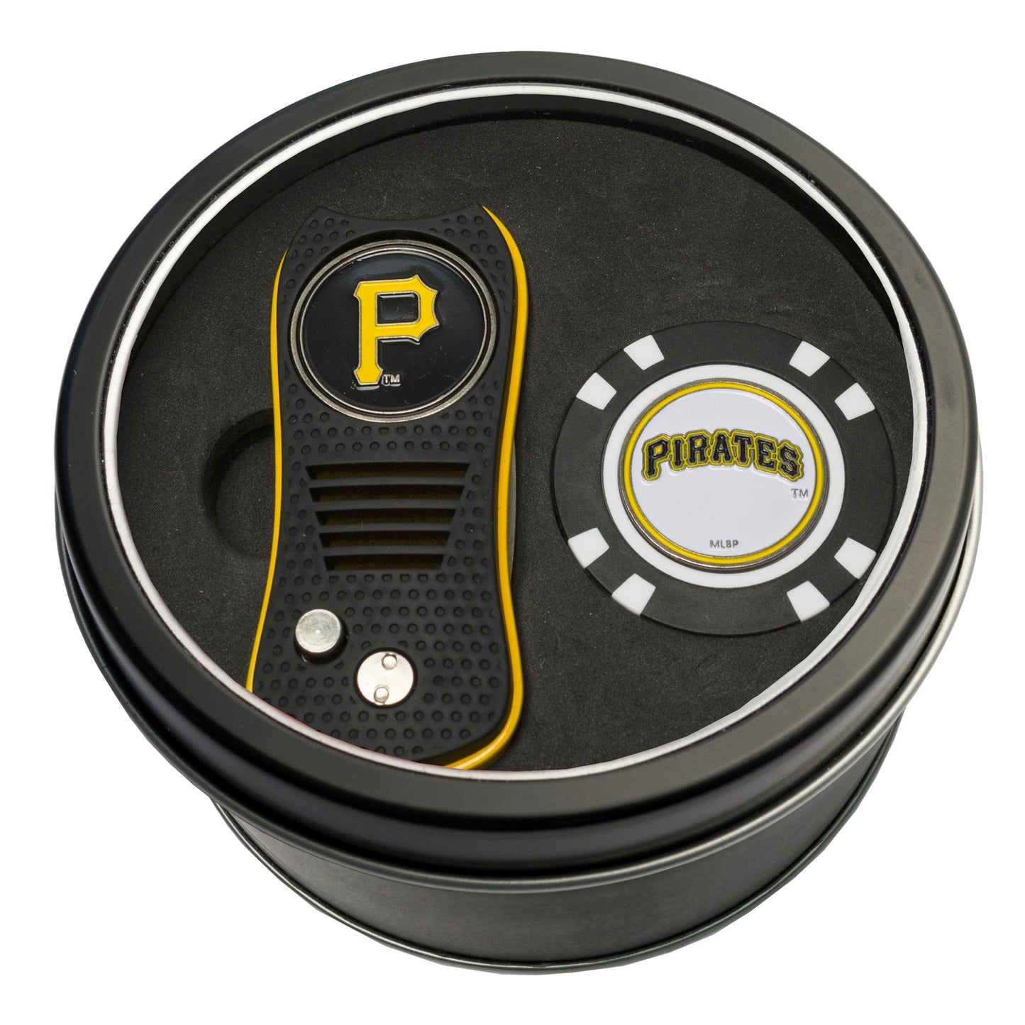Team Golf Pittsburgh Pirates Golf Gift Sets - Tin - Divot Tool & Poker Chip - 