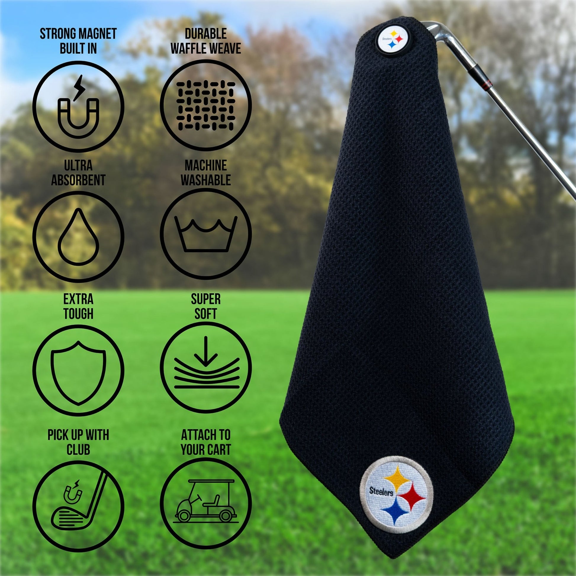 Team Golf Pittsburgh Steelers Magnetic Golf Towel - Team Golf USA