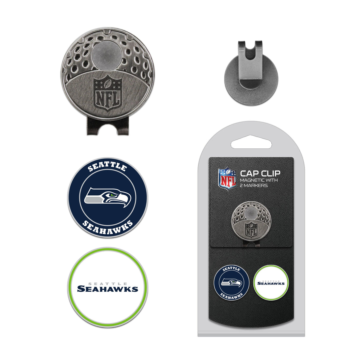 Team Golf SEA Seahawks Ball Markers - Hat Clip - 2 markers - 