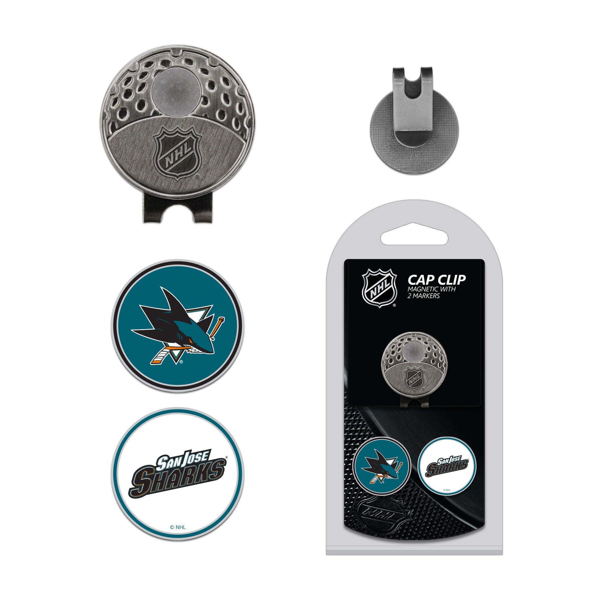 Team Golf SJ Sharks Ball Markers - Hat Clip w 2 Ball Markers - 