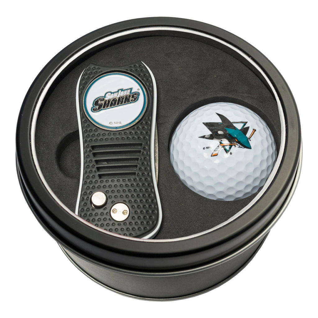 Team Golf SJ Sharks Golf Gift Sets - Tin - Divot Tool & Golf Ball - 