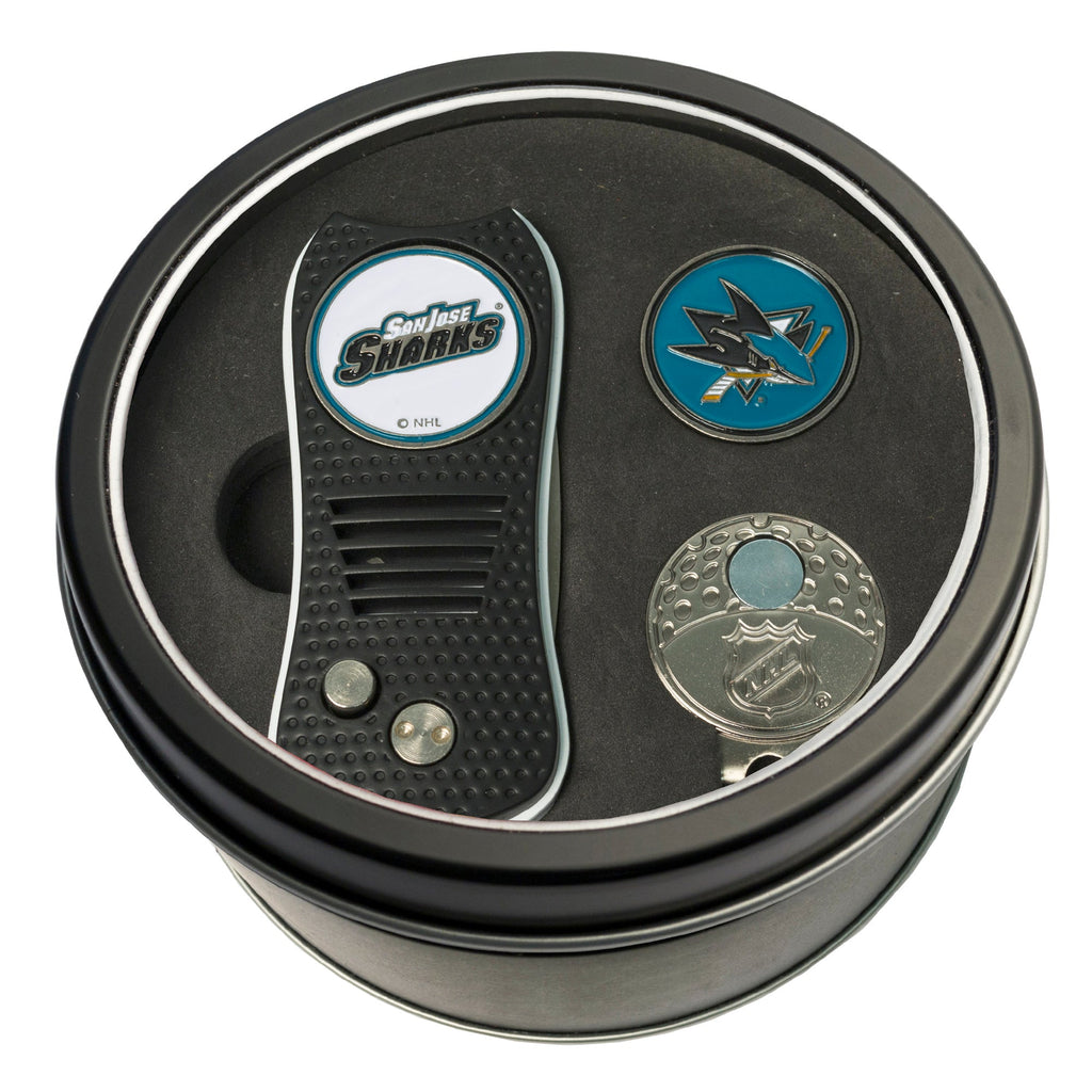 Team Golf SJ Sharks Golf Gift Sets - Tin - Divot Tool & Hat Clip - 