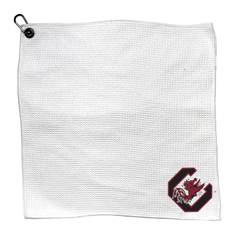 Team Golf South Carolina Golf Towels - Microfiber 15X15 White - 