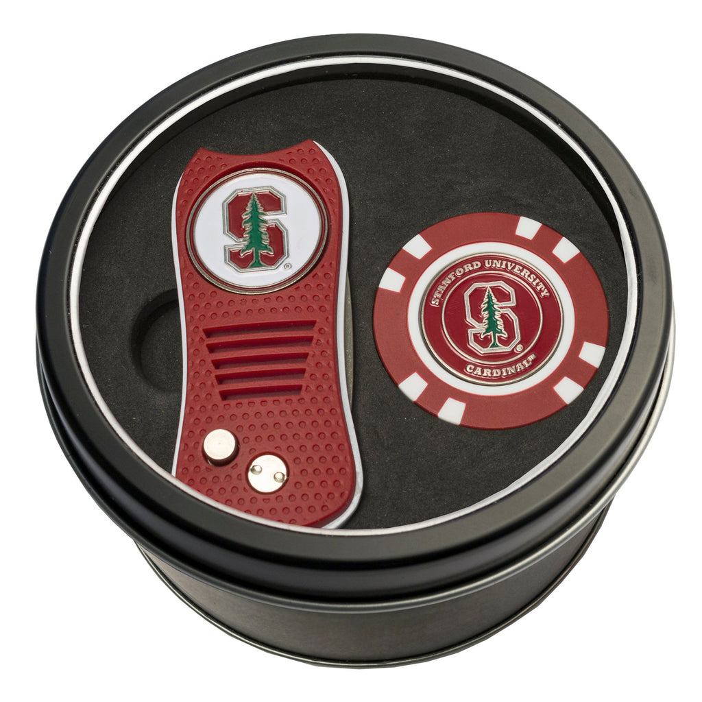 Team Golf Stanford Golf Gift Sets - Tin - Divot Tool & Poker Chip - 