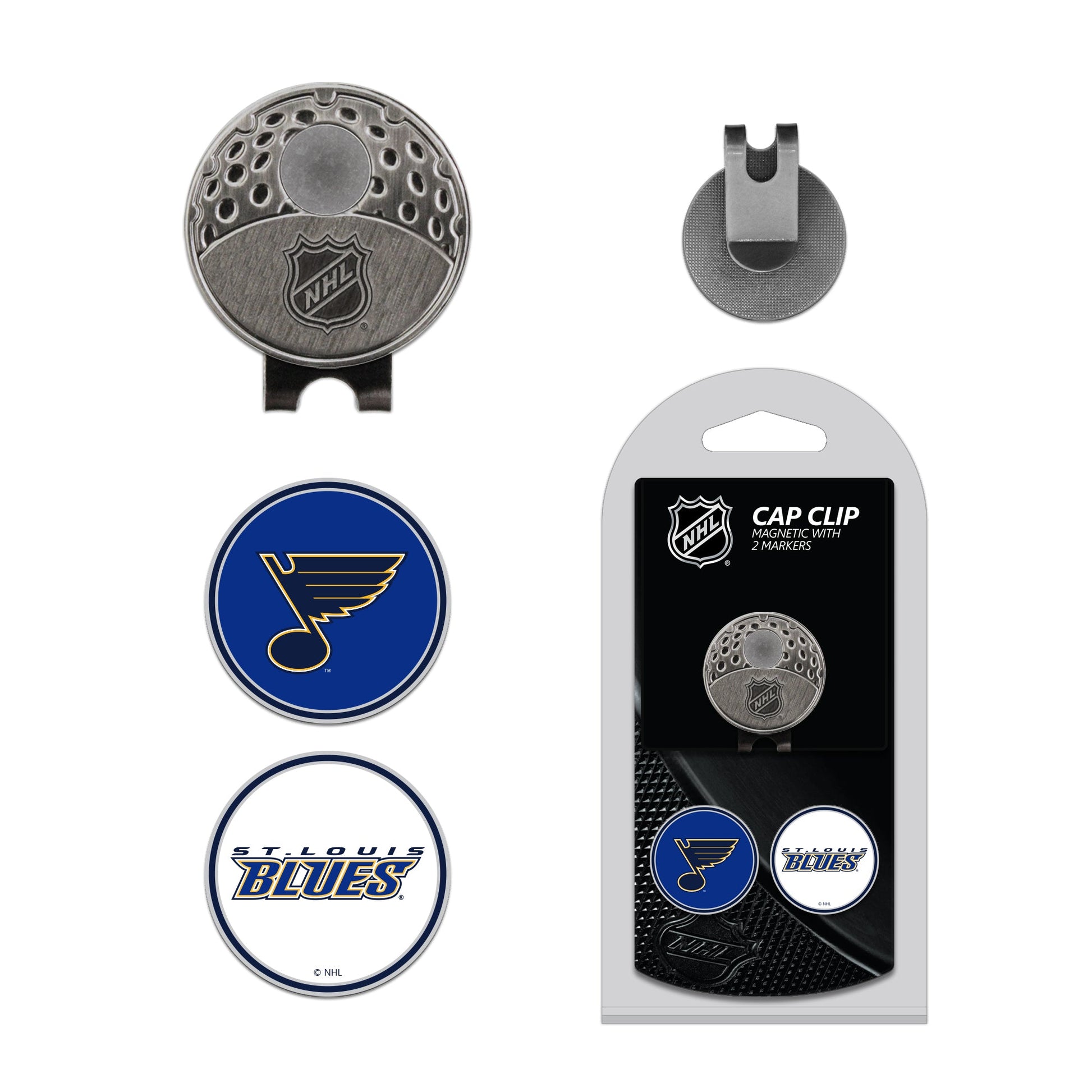 Team Golf STL Blues Ball Markers - Hat Clip w 2 Ball Markers - 
