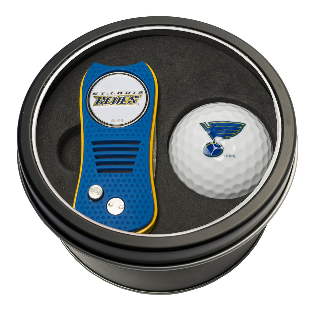 Team Golf STL Blues Golf Gift Sets - Tin - Divot Tool & Golf Ball - 