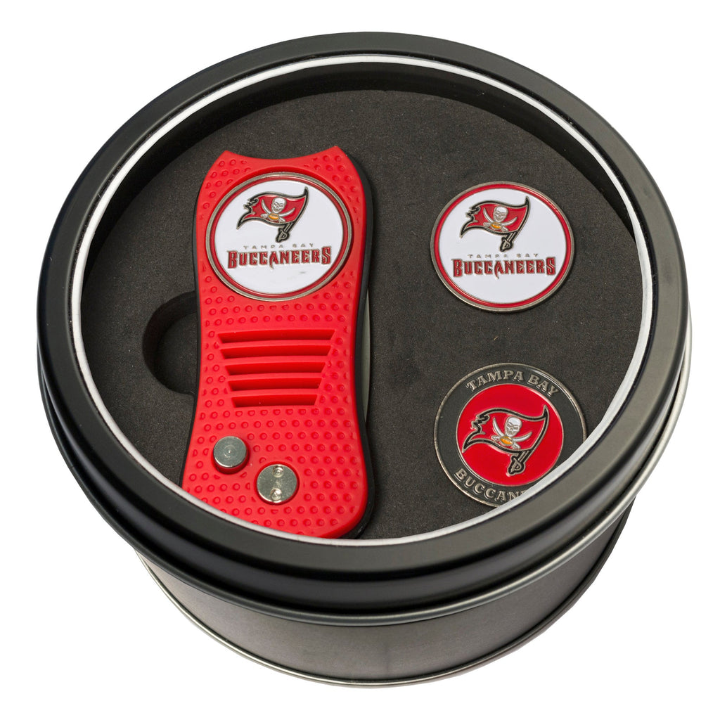 Team Golf Tampa Bay Buccaneers Golf Gift Sets - Tin-Divot Tool & 2 Markers -