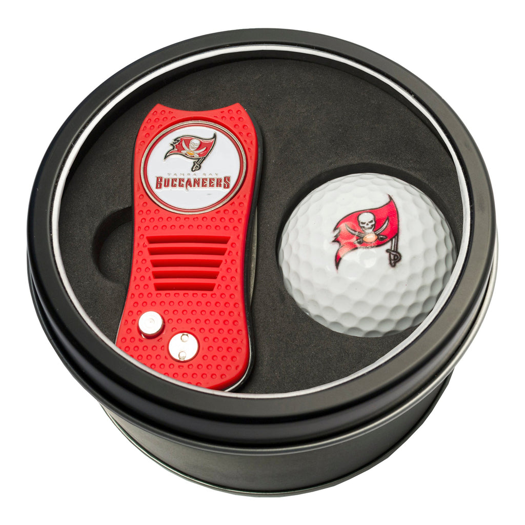 Team Golf Tampa Bay Buccaneers Golf Gift Sets - Tin-Divot Tool & Golf Ball -