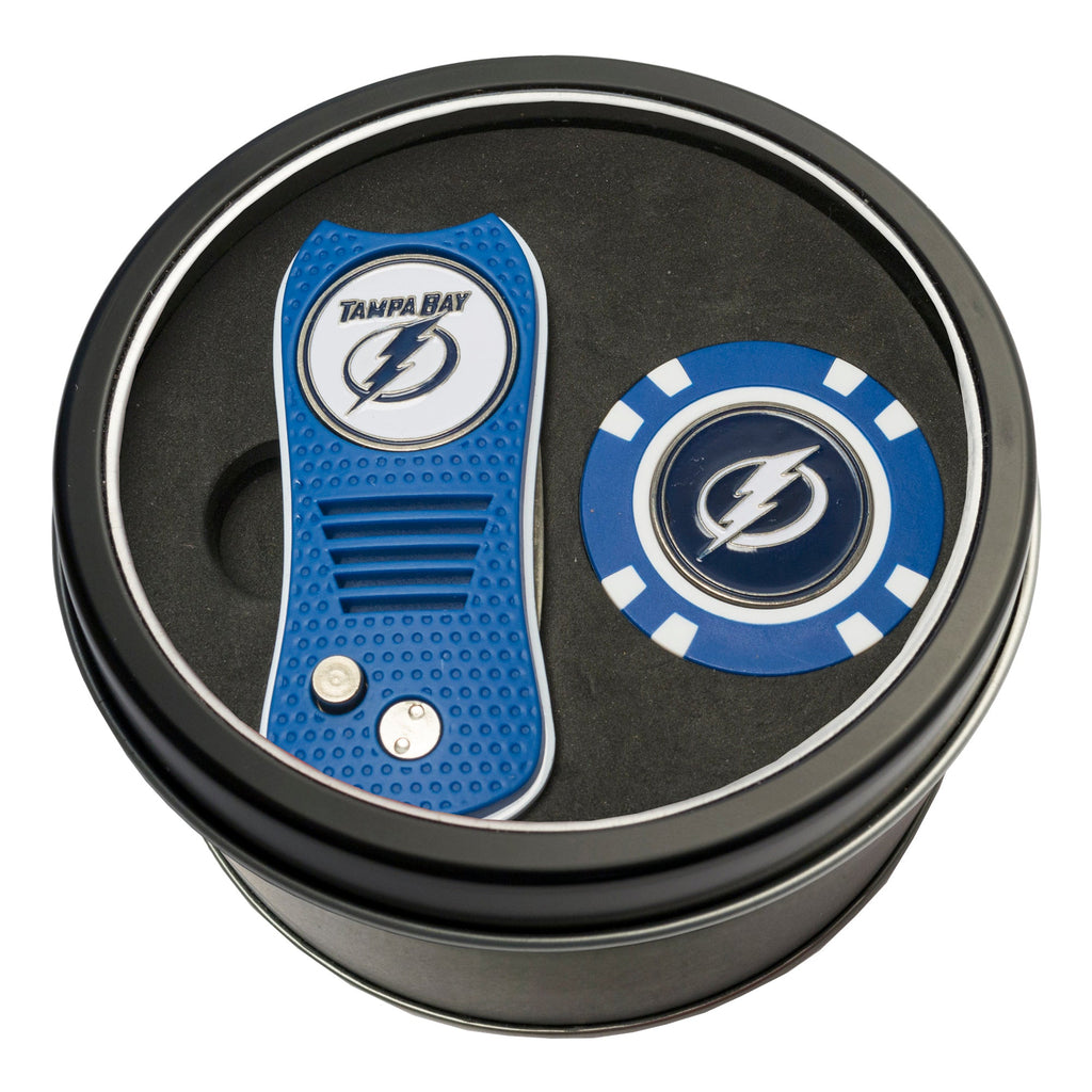 Team Golf TB Lightning Golf Gift Sets - Tin - Divot Tool & Poker Chip - 