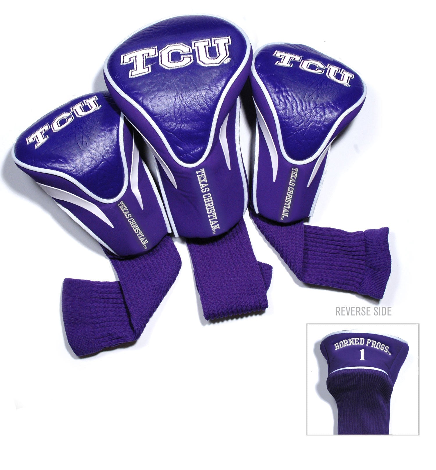 Team Golf TCU DR/FW Headcovers - 3 Pack Contour - Embroidered
