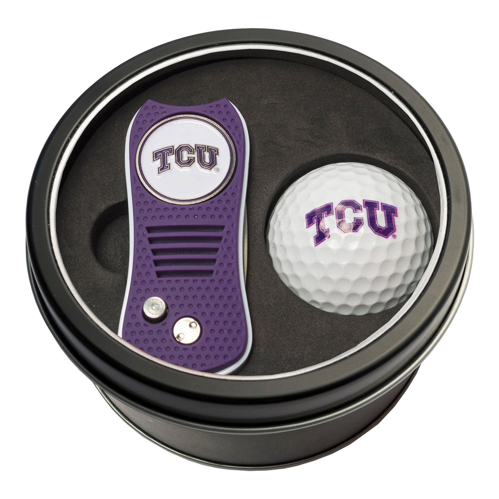 Team Golf TCU Golf Gift Sets - Tin - Divot Tool & Golf Ball - 