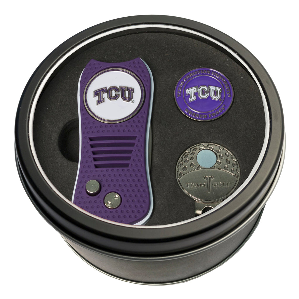 Team Golf TCU Golf Gift Sets - Tin - Divot Tool & Hat Clip - 