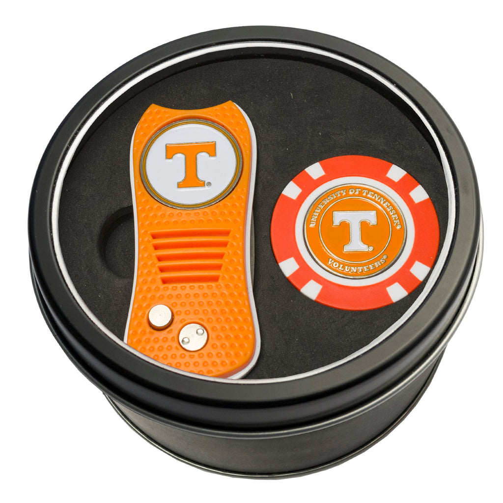 Team Golf Tennessee Golf Gift Sets - Tin - Divot Tool & Poker Chip - 