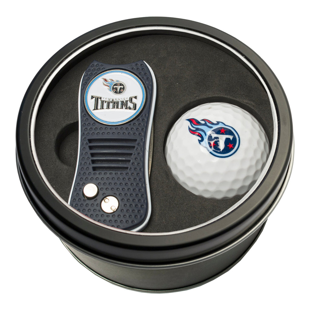 Team Golf Tennessee Titans Golf Gift Sets - Tin-Divot Tool & Golf Ball -