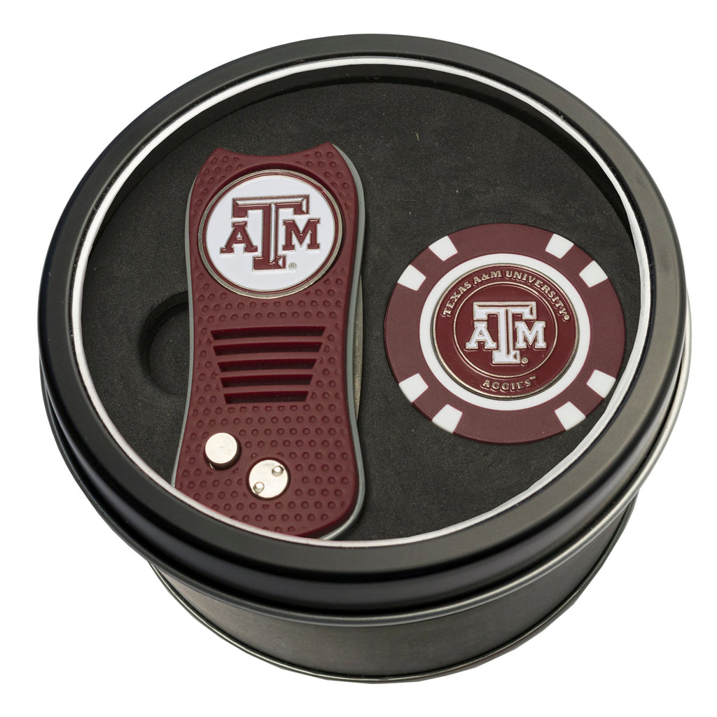 Team Golf Texas A&M Golf Gift Sets - Tin - Divot Tool & Poker Chip - 