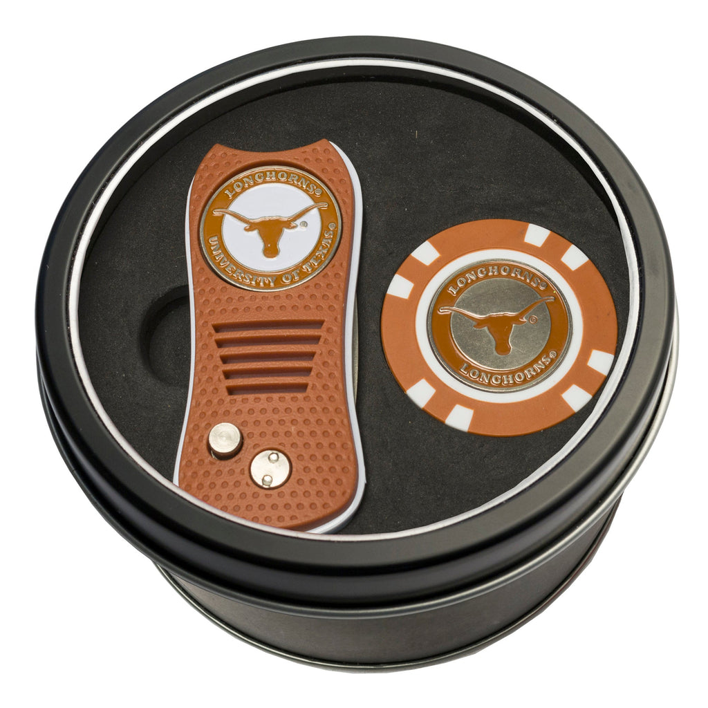 Team Golf Texas Golf Gift Sets - Tin - Divot Tool & Poker Chip - 