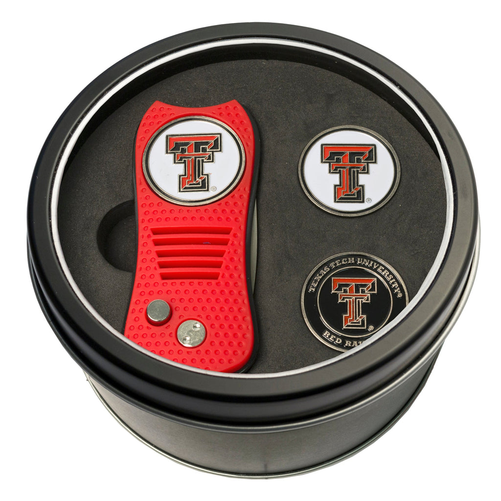 Team Golf Texas Tech Golf Gift Sets - Tin - Divot Tool & 2 Markers - 