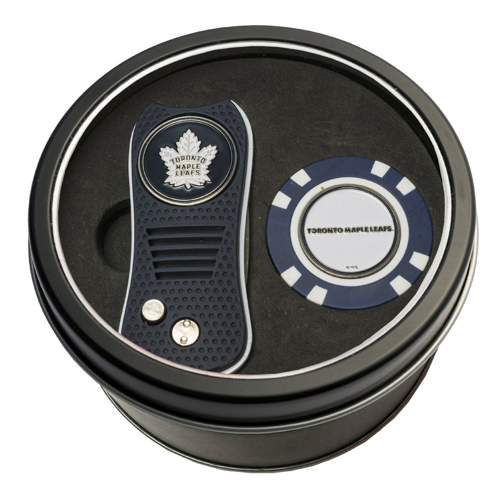 Team Golf TOR Maple Leafs Golf Gift Sets - Tin - Divot Tool & Poker Chip - 