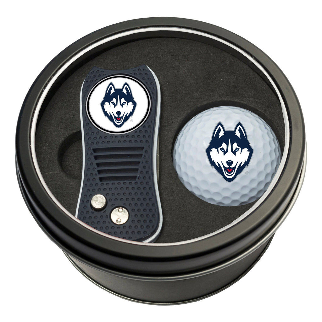 Team Golf UCONN Golf Gift Sets - Tin - Divot Tool & Golf Ball - 