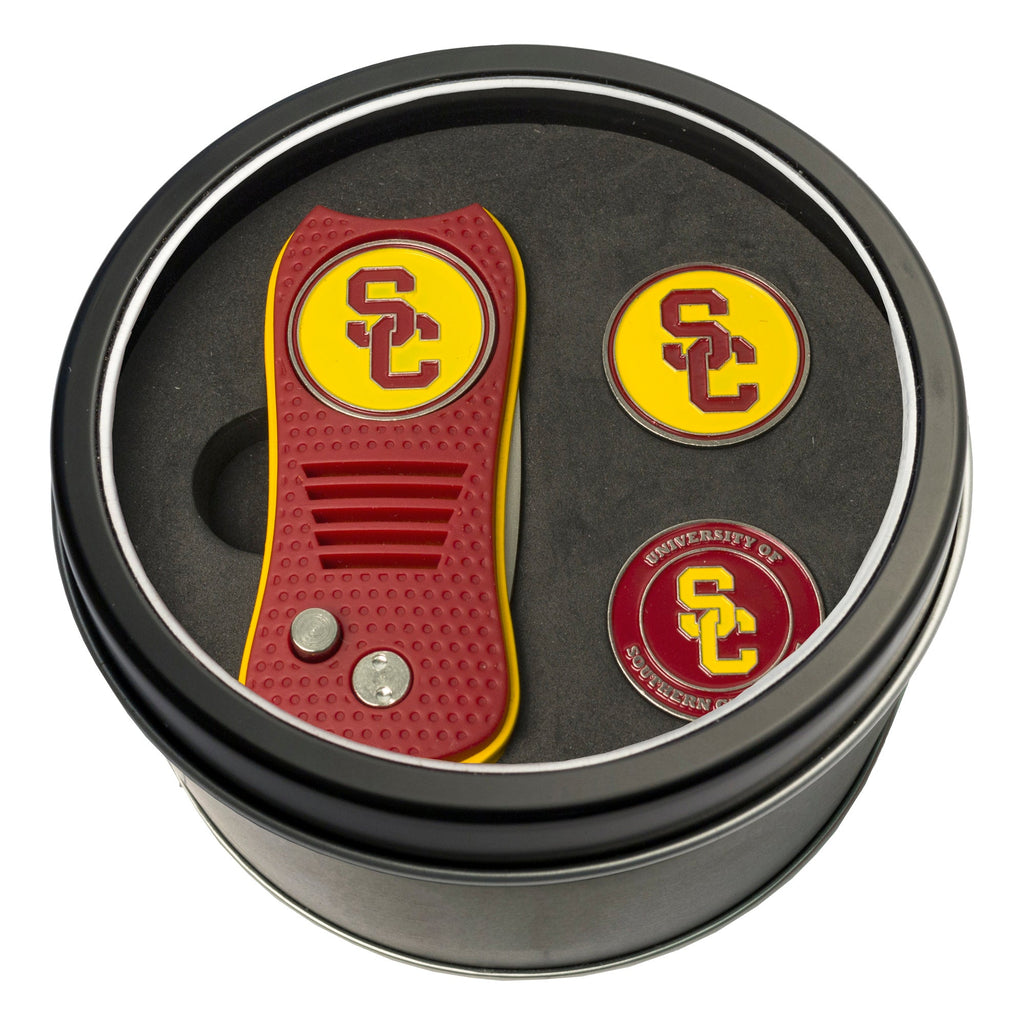 Team Golf USC Golf Gift Sets - Tin - Divot Tool & 2 Markers - 