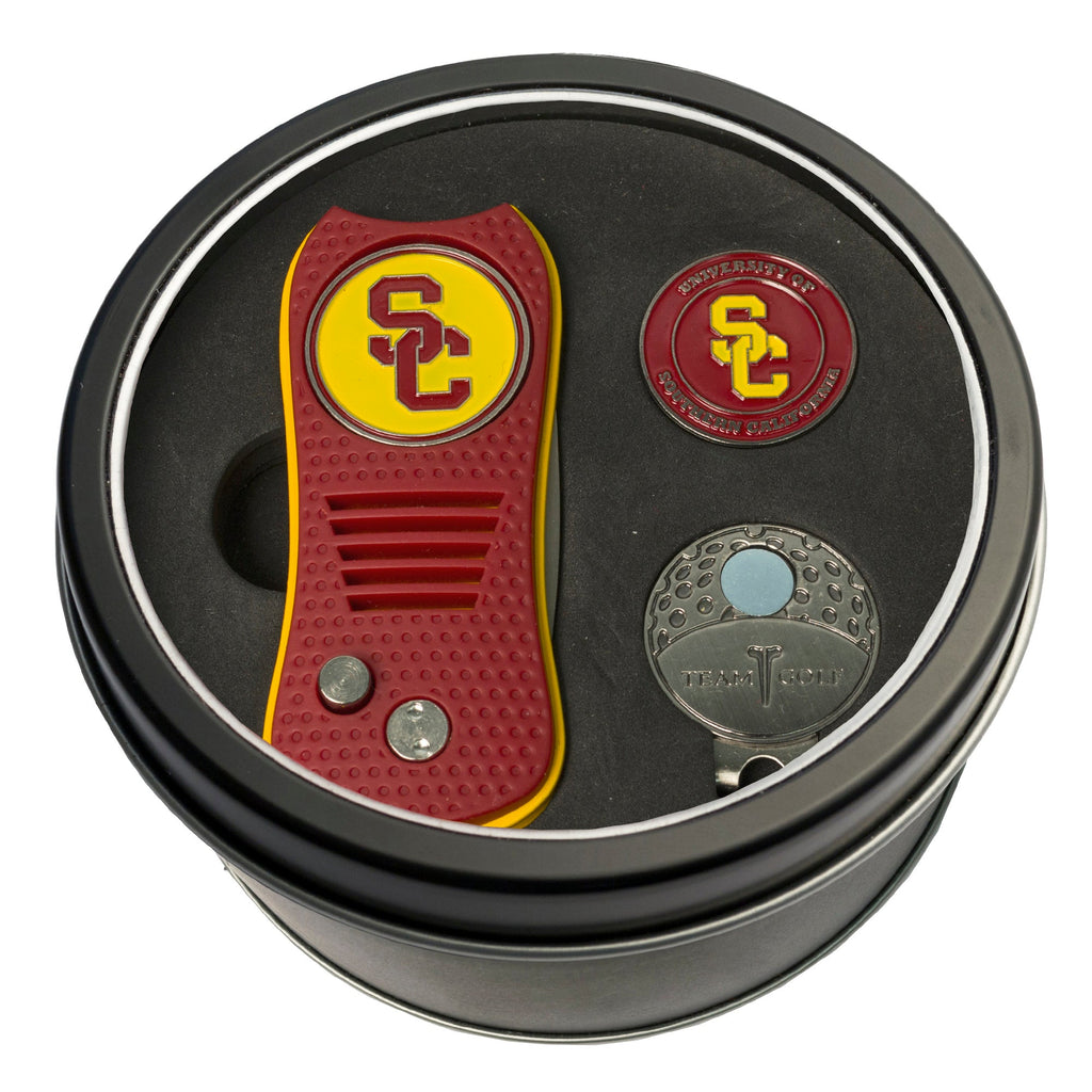 Team Golf USC Golf Gift Sets - Tin - Divot Tool & Hat Clip - 