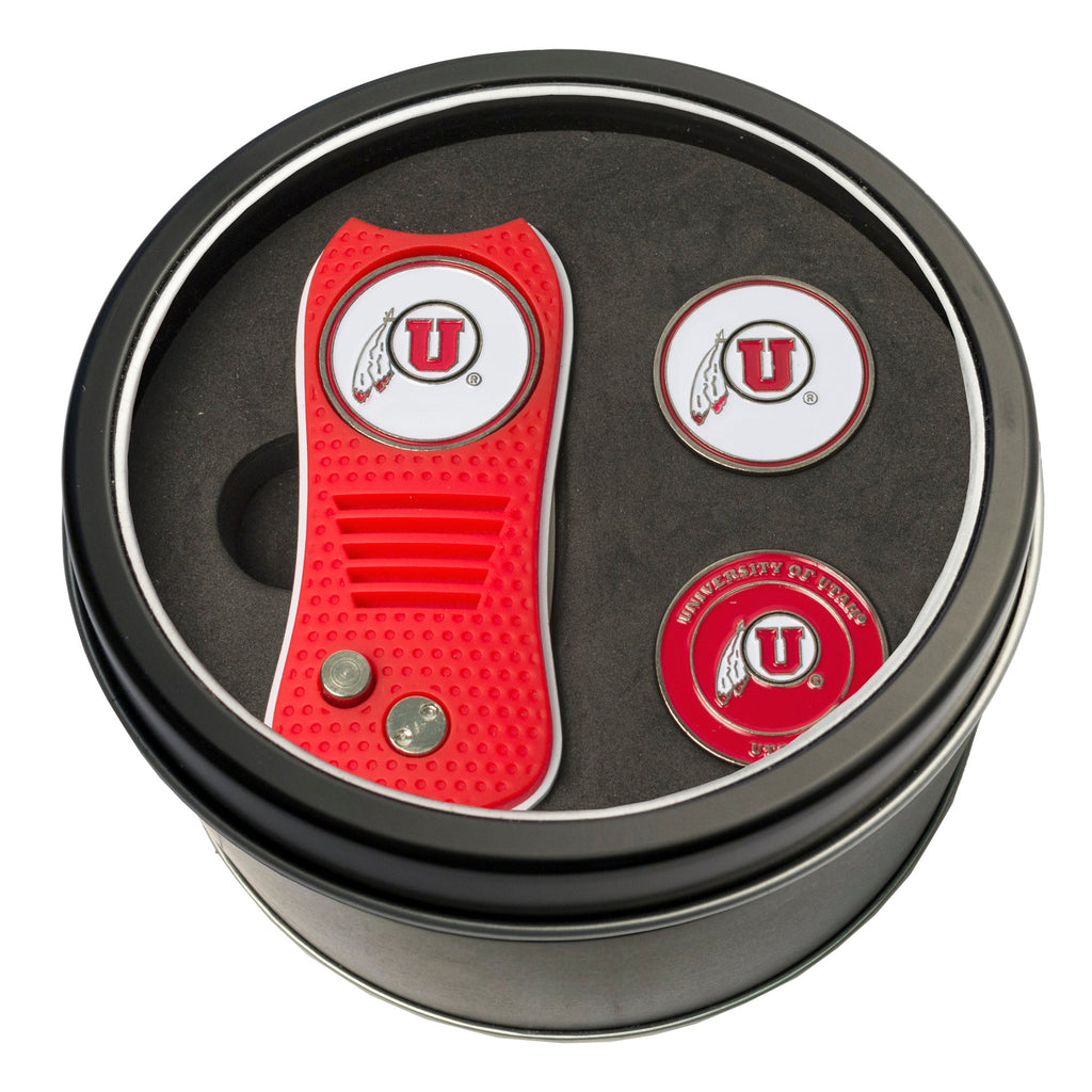 Team Golf Utah Golf Gift Sets - Tin - Divot Tool & 2 Markers - 