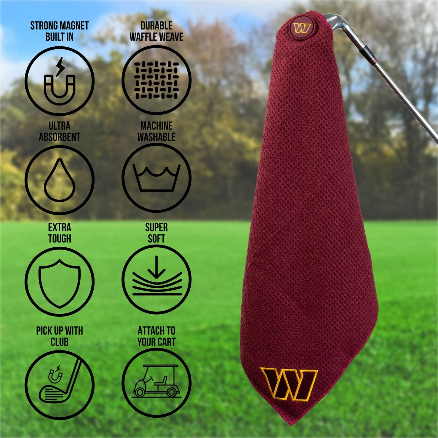 Team Golf Washington Commanders Magnetic Golf Towel - Team Golf USA