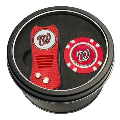 Team Golf Washington Nationals Golf Gift Sets - Tin - Divot Tool & Poker Chip - 