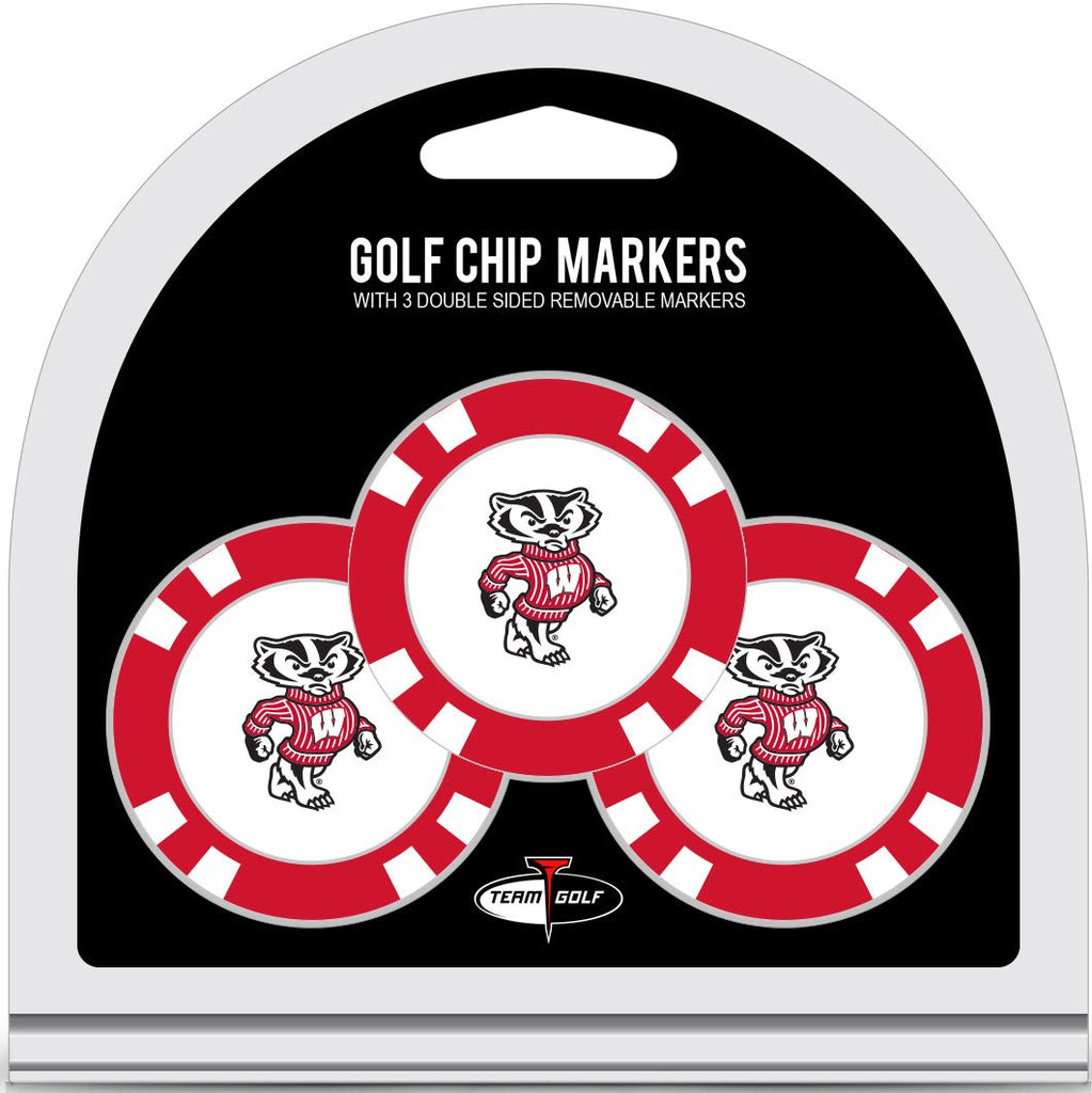 Team Golf Wisconsin Ball Markers - 3 Pack Golf Chip Markers - 