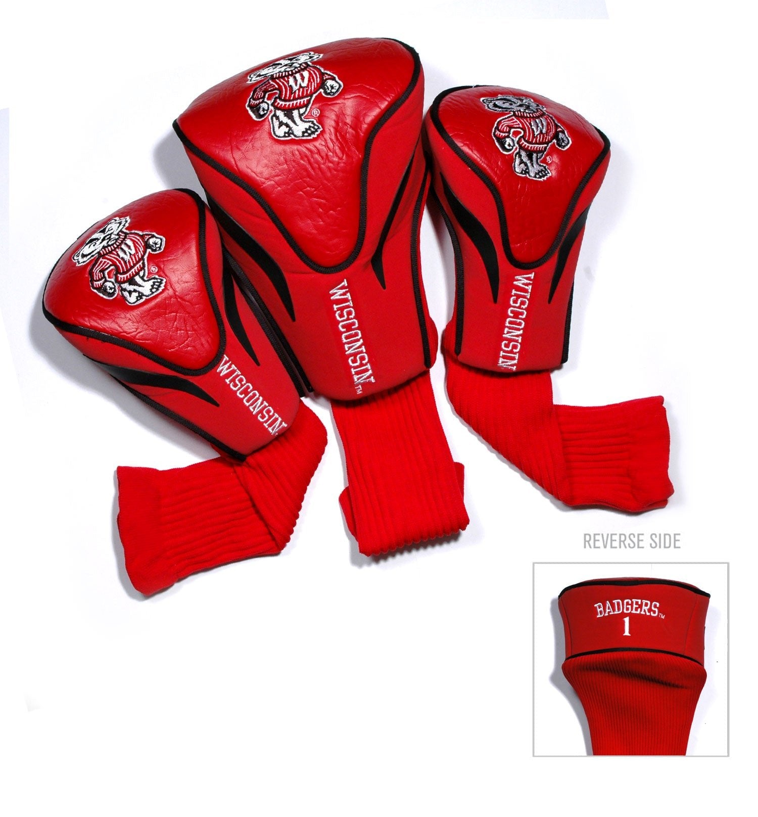 Team Golf Wisconsin DR/FW Headcovers - 3 Pack Contour - Embroidered