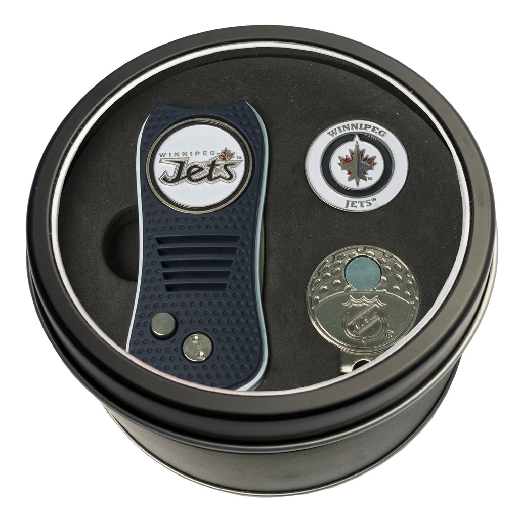 Team Golf WPG Jets Golf Gift Sets - Tin - Divot Tool & Hat Clip - 