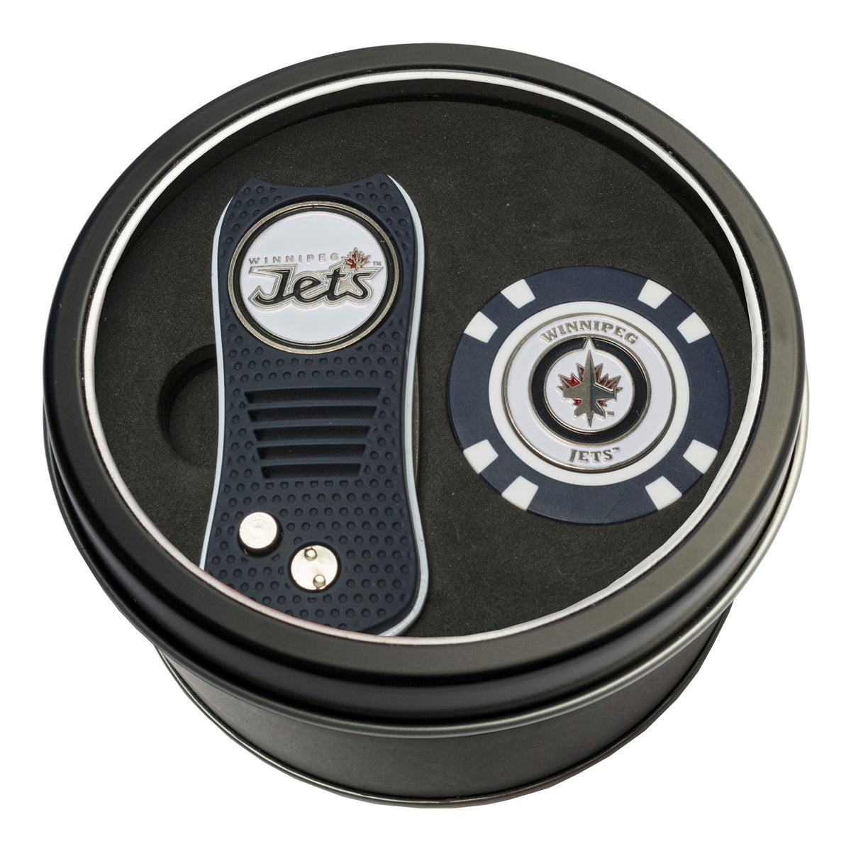 Team Golf WPG Jets Golf Gift Sets - Tin - Divot Tool & Poker Chip - 