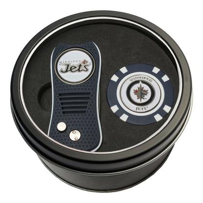 Team Golf WPG Jets Golf Gift Sets - Tin - Divot Tool & Poker Chip - 