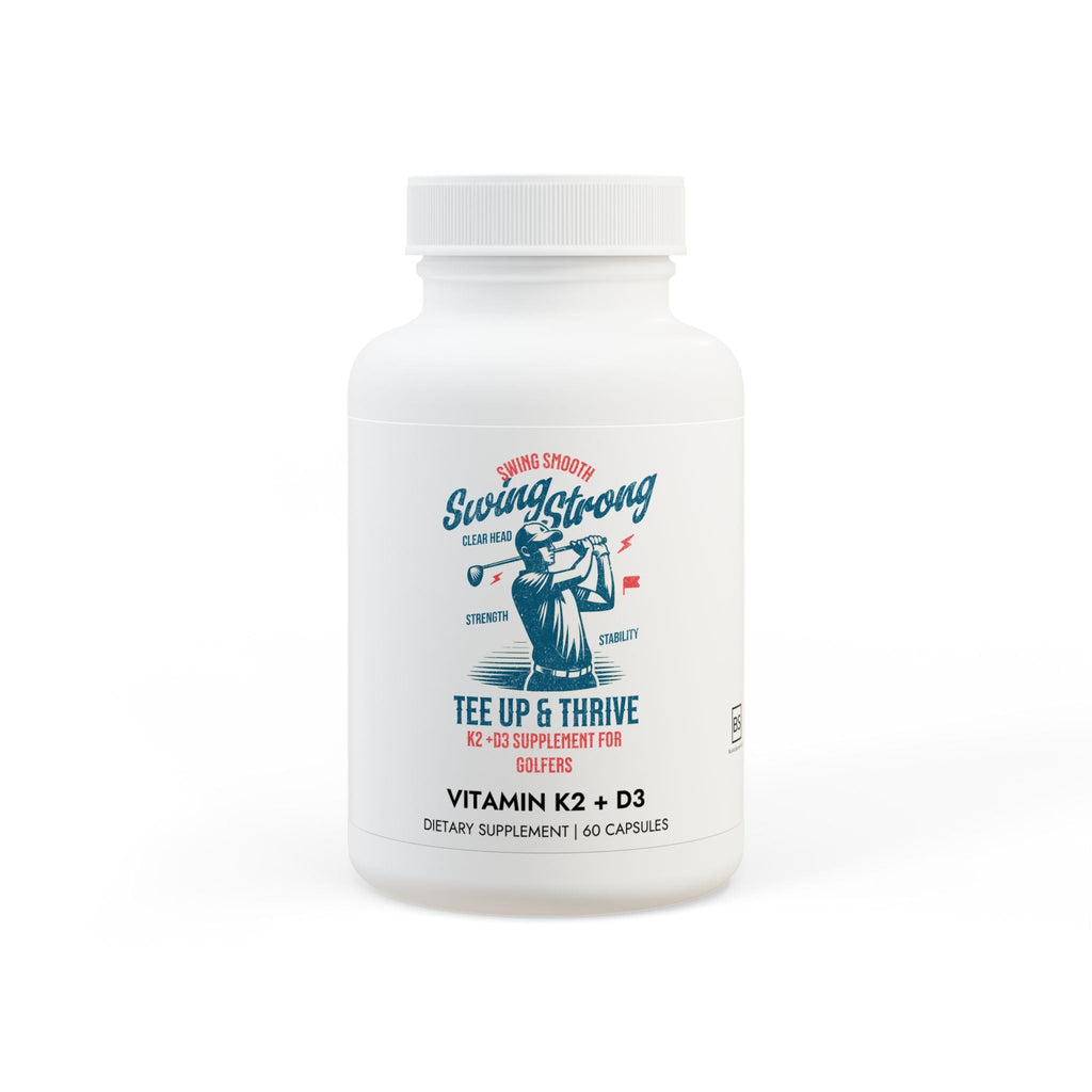 Tee up & Thrive: Vitamin K2 + D3 Supplement (60 Capsules) - White bottle + cap - Unflavored