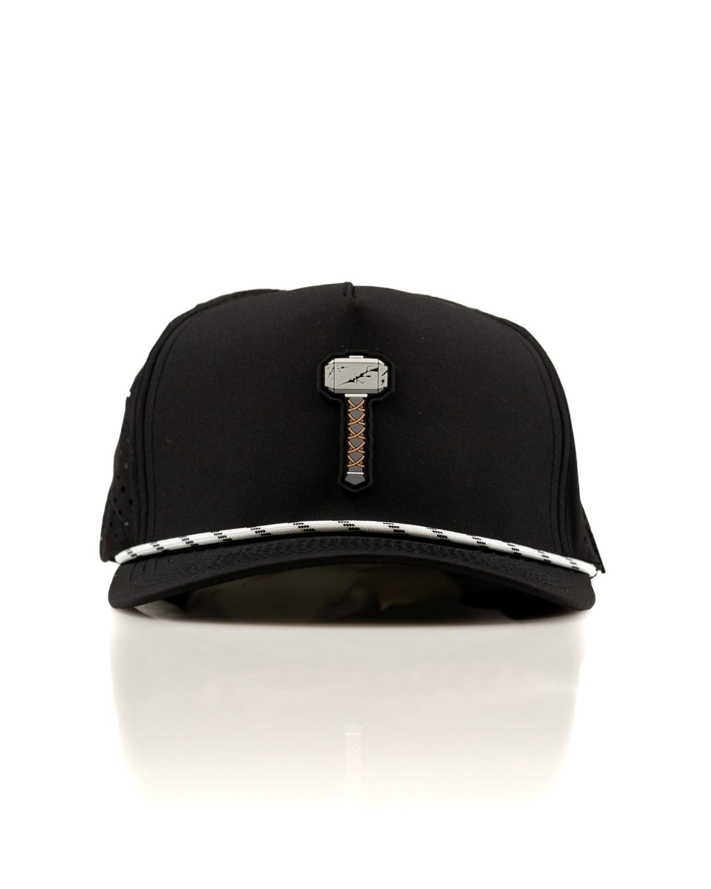 Thor's Hammer Black - Perforated Rope Hat - Pins and Aces