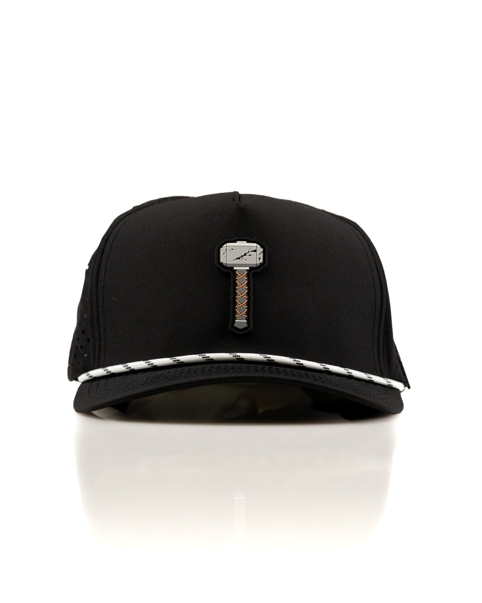 Thor's Hammer Black - Perforated Rope Hat - Pins and Aces