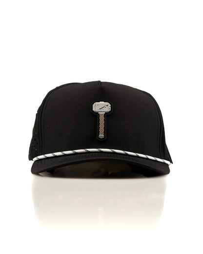 Thor's Hammer Black - Perforated Rope Hat - Pins and Aces