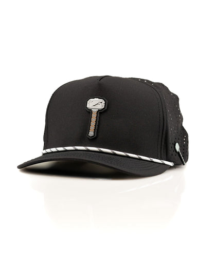 Thor's Hammer Black - Perforated Rope Hat - Pins and Aces