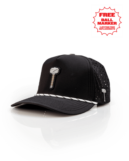 Thor's Hammer Black - Perforated Rope Hat - Pins and Aces