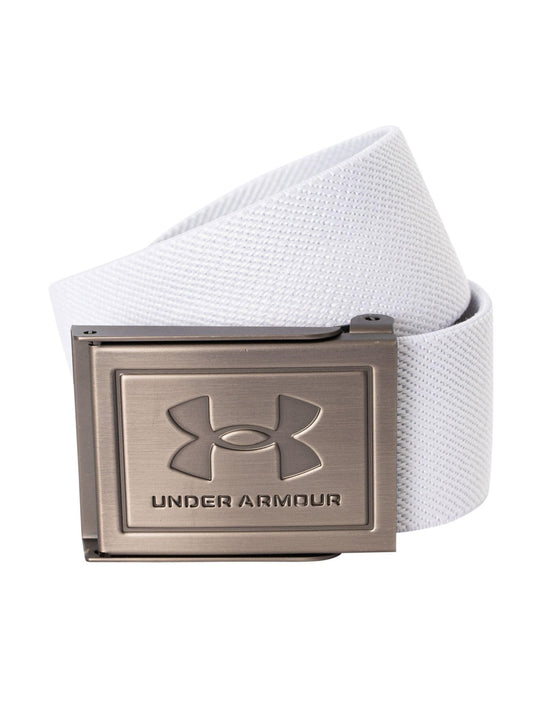 Under Armour Men's Stretch Webbing Belt - One Size Fits Most - (100) White / Steel / Steel