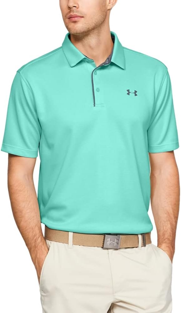 Under Armour Men's Tech Golf Polo - 3X - Large Tall - Neo Turquoise (361)/Pitch Gray