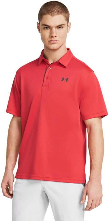 Under Armour Men's Tech Golf Polo - Large - (814) Red Solstice / / Pitch Gray