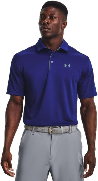 Under Armour Men's Tech Golf Polo - Medium Tall - (456) Bauhaus Blue / Pitch Gray / Pitch Gray