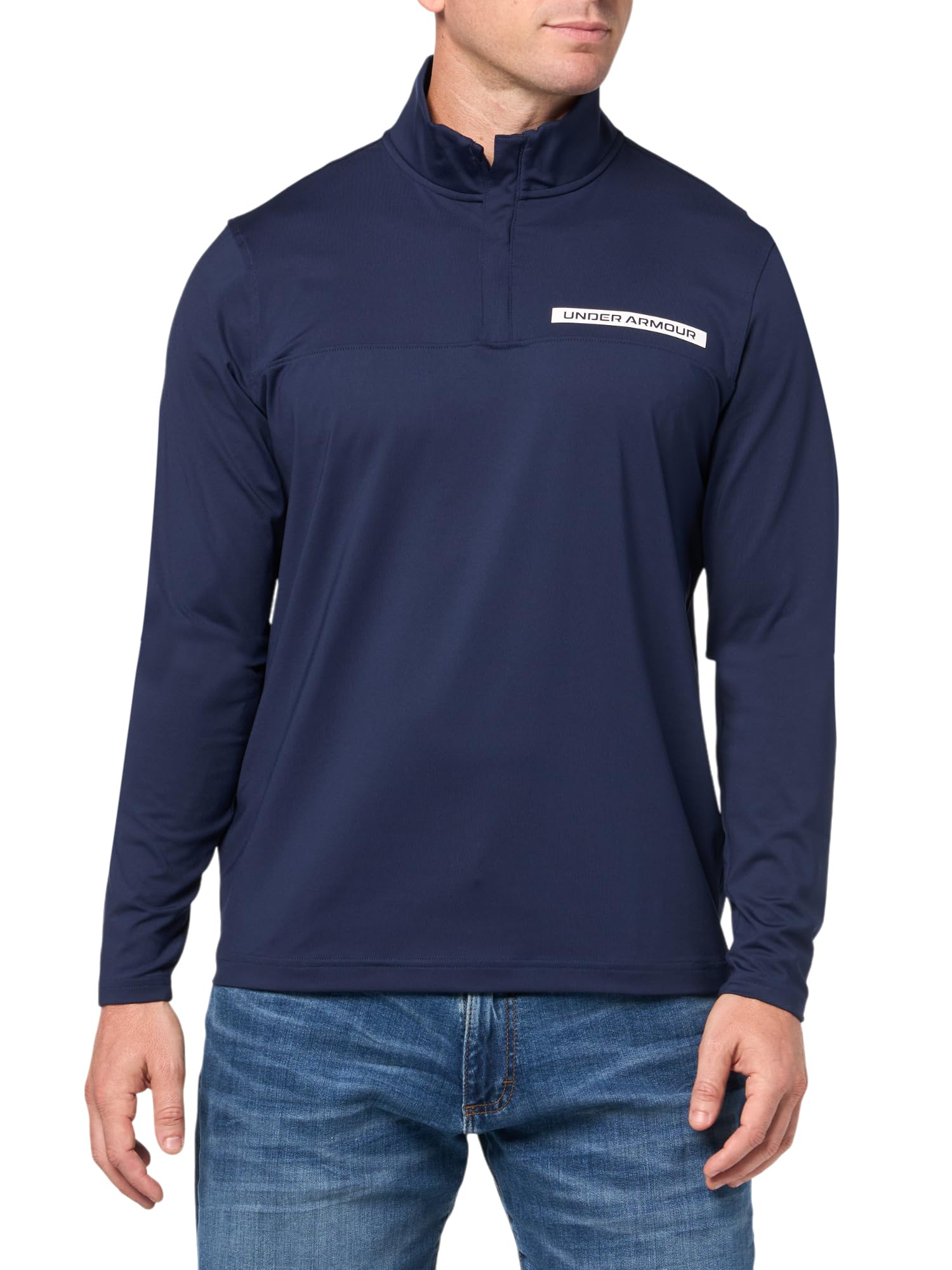 Under Armour Men's Tee 2 Green 1/4 Zip - Small - (411) Midnight Navy / Downpour Gray / Cyber Green