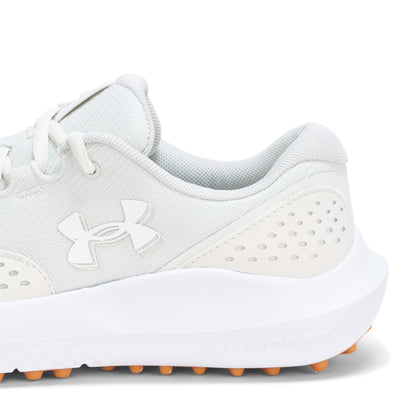 Under Armour Women's Surge Golf Cleat Sneaker - 7.5 - (100) Distant Gray/White/Metallic Silver