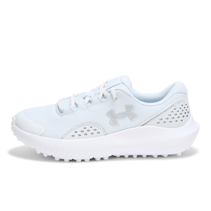 Under Armour Women's Surge Golf Cleat Sneaker - 7.5 - (100) Distant Gray/White/Metallic Silver