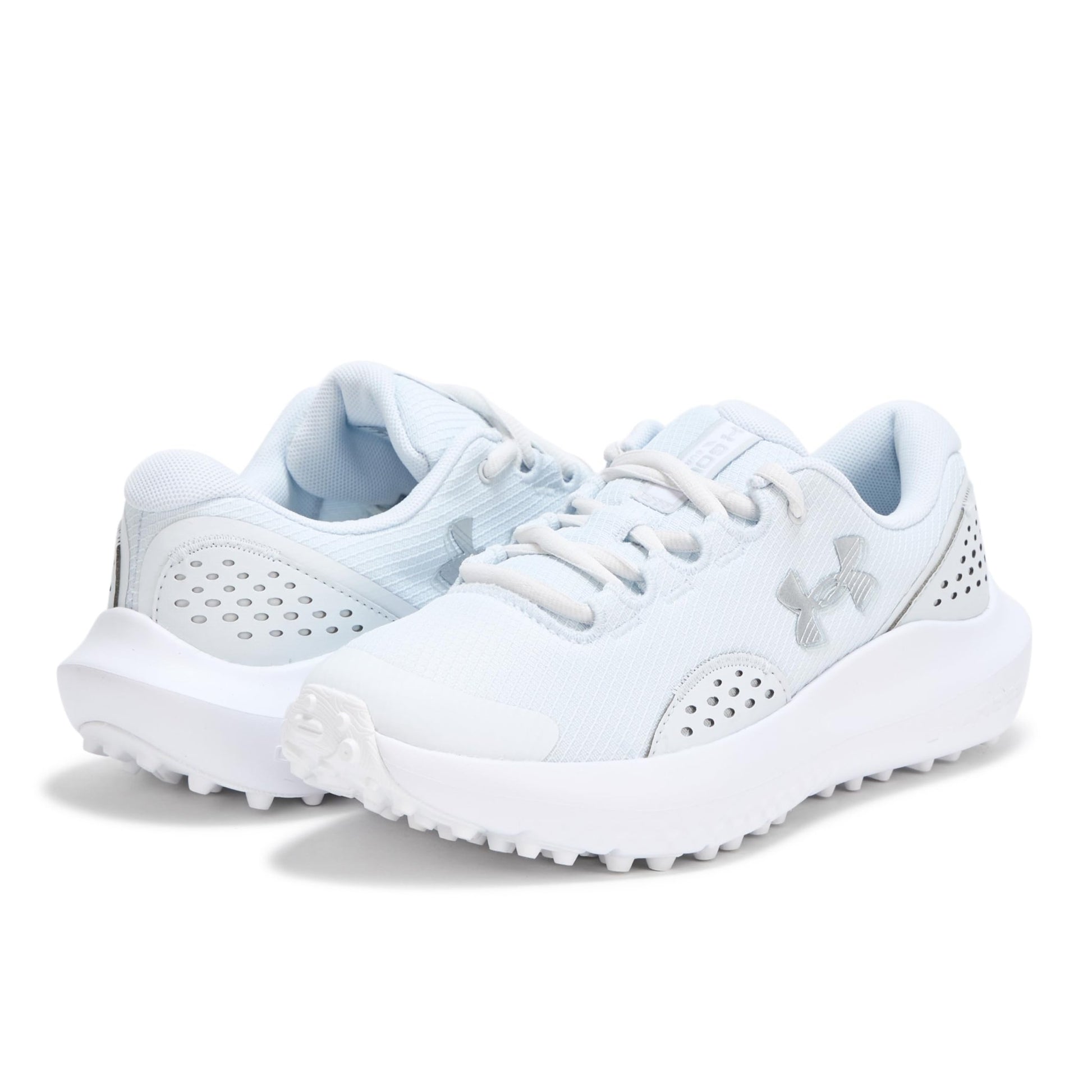 Under Armour Women's Surge Golf Cleat Sneaker - 7.5 - (100) Distant Gray/White/Metallic Silver