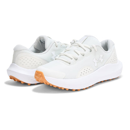 Under Armour Women's Surge Golf Cleat Sneaker - 7.5 - (100) Distant Gray/White/Metallic Silver