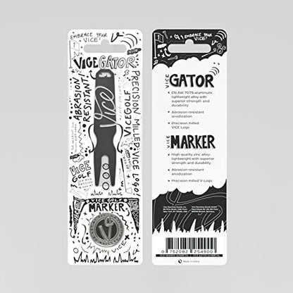 VICE Golf Gator Divot Tool + Ball Marker Set - Gunmetal - 
