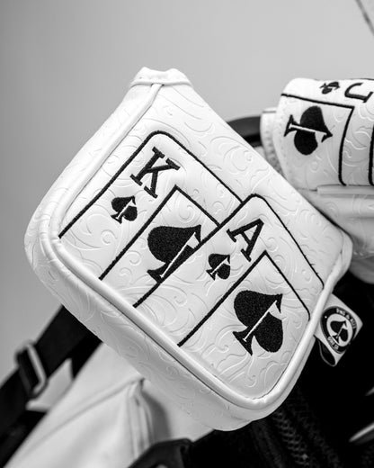 White Out Ace of Spades - Mallet Putter Cover - Pins and Aces